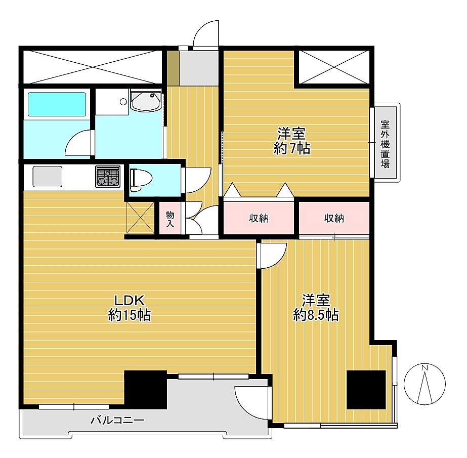 67.99㎡の2LDK(南向きの角部屋) 67.99㎡の2LDK(南向きの角部屋)
